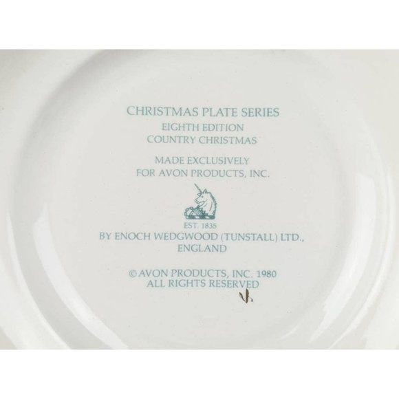Vtg 1980 Christmas Porcelain Avon Collectible Plate Gold Trim Wedgwood England - Picture 6 of 8